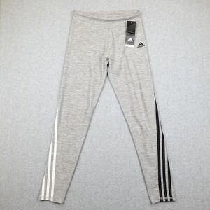 Adidas Aeroready Leggings Girls L 14 Gray Heather Striped Sport Comfy Active